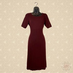 NWT Ann Taylor Maroon Mid Length Dress, Wool, 1/2 Sleeve